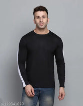 International men's cotton blend long sleeves full t-shirt, solid color in various sizes (S, M, L, XL, XXL) - Made in India for everyday wear with jeans or trousers