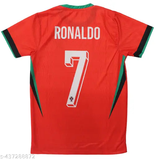 Polyester football jersey of Messi, Neymar, and Ronaldo NEW. Printed sleeves, short sleeves, features Argentina, Brazil, and Portugal. Jerseys available in sizes S, M, L, XL from India
