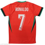 Polyester football jersey of Messi, Neymar, and Ronaldo NEW. Printed sleeves, short sleeves, features Argentina, Brazil, and Portugal. Jerseys available in sizes S, M, L, XL from India