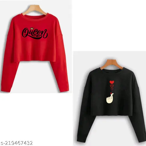 Long-sleeved printed cotton STY DEGENER Women's crop top, vibrant pattern, sizes S-XL, made in India