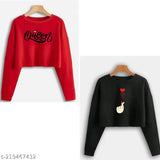 Long-sleeved printed cotton STY DEGENER Women's crop top, vibrant pattern, sizes S-XL, made in India