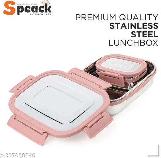 Stainless steel pink lunchbox for school, collage, office - airtight, leak-proof, and microwave safe, perfect for outdoor activities