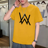 Stylish Alan Walker printed half sleeves cotton blend unisex t-shirt, premium casual wear in round neck design