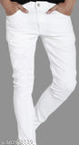 Mod Men Plain White Jeans - Solid denim, versatile for everyday wear (size 28, waist 28", length 41", hip 32")