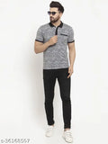 Grey cotton Wild West polo t-shirt, half-sleeve printed design for men's casual style