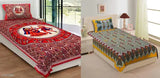 Trendy cotton single bedsheets combo, pack of 2, 150 thread count, India-made
