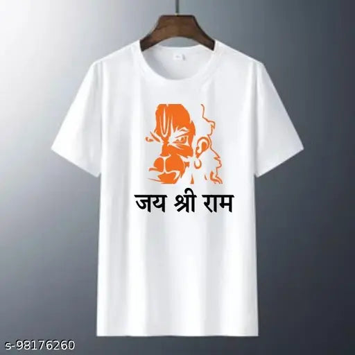 White unisex half sleeve round neck t-shirt with Lord Shiva, Krishna, and Mahakal printed design. Polyester material for comfort and durability. Anti-faded, permanent printing. Regular fit in sizes S-XXL. Machine or hand washable. Made in India