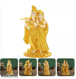Multicolor Polyresin Radha Krishna Idol Showpiece (11cm x 8cm x 19cm), beautifully handcrafted for home decor or spiritual worship, India origin