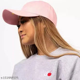 Adjustable cotton baseball cap for kids, solid color design, one size fits all from India