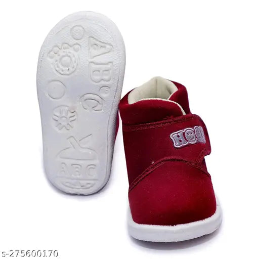 Maroon velvet kids' combo: shoes & slippers with canvas soles, rubber fastenings, ideal for boys, washable & partywear
