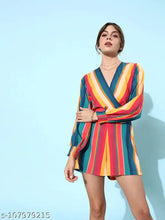 Multi-colored printed polyester jumpsuit for women, XL size with long sleeves and waist tie-up, Indian craftsmanship