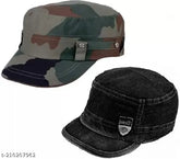 Classic cotton baseball caps, black with multi-color camouflage print, pack of 2 for men