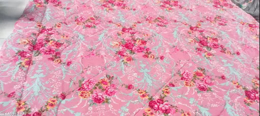 Pink & Cream Reversible Microfiber AC Comforter (220 GSM), double size bed (85" x 85")