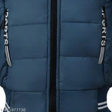 Blue polyester Wolverkids Extra Warm Waterproof Bomber jacket for boys with hood and zip closure - ideal for family gatherings