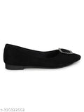 Black synthetic leather ballerinas by Shezon - elegant, comfortable women's footwear for everyday wear