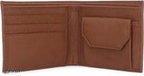 Tan artificial leather men's casual travel wallet, regular size (10 card slots), solid design for modern style