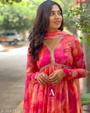 Festive Georgette Alia cut Women's Kurti, long sleeves, printed combo, S-XXXL sizes