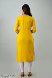 Rayon embroidered straight kurti with three-quarter sleeves, S size (36in bust, 46in length), Indian fashion