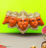 Panchmukhi Hanuman resin statue (7x4 inches), traditional Indian door entrance decor for pooja temple or vastu gift, orange polyresin Hanuman idol