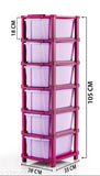 Purple & Clear Plastic 4-Drawer Organizer for Home Office, Hospital, Parlor, School, Kids & Doctors