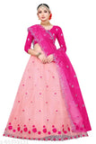 Embroidered dupion silk lehenga with net dupatta, heavy net fabric and multi-thread embroidery work, semi-stitched, Indian origin