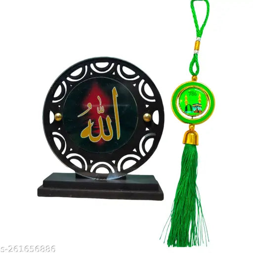 Muslim car dashboard ornaments, ALLAH pack of 2, spiritual Indian art for vehicle decor