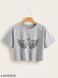 Cotton crop top with printed design, trendy and alluring Jolliy Women Fank T-shirt