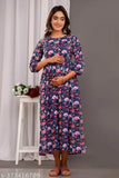 Feminine cotton kurti, three-quarter sleeves, printed maternity dress with invisible vertical zippers for easy breastfeeding access. Breathable cotton fabric, suitable for home & office wear. Available in sizes M - XXXL." (115 characters)