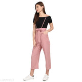 Rayon jumpsuit, solid pattern for women, short sleeves, comes with white crop top, India-made