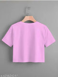 Printed cotton blend crop T-shirt with round neck, short sleeves and a weesklaar design. S - bust 32", length 17"; M - bust 34", length 18"; L - bust 36", length 19"; XL - bust 38", length 20". Made in India