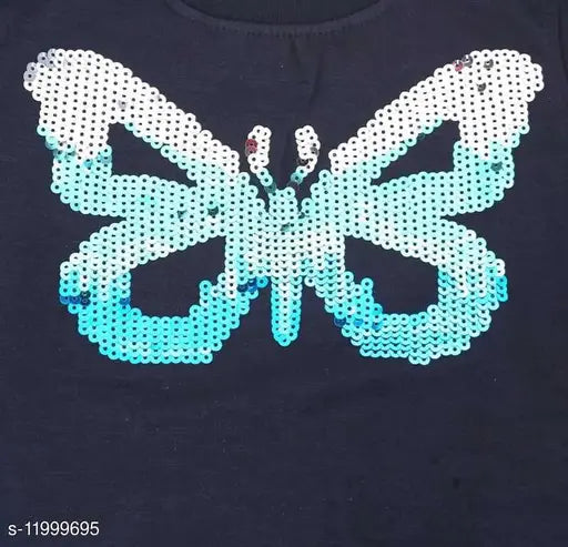 Black cotton blend girls sweatshirt & hoodie, embroidered net design, 2-3 years size, India origin