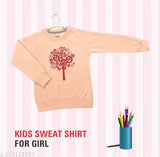 Cotton blend girls' sweatshirt RN with printed net pattern, long sleeves for kids aged 3-12 years. Made in India