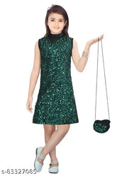 Nylon sleeveless sparkle velvet dress for girls (ages 1-14), India