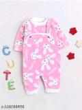 Warm wool printed dungaree set for a cute baby - winter clothes (0-3 months), India