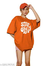 Cotton blend oversized t-shirt for women in trendy feminine print, available in plus sizes