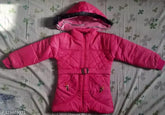 Pink polycotton baby girl special jacket, solid pattern, long sleeves, 2-3 years size from Nadwi Garments, India