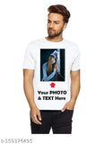 White polycotton unisex photo print T-shirt, machine washable with short sleeves, features customizable girlfriend design, comfortable and durable, made in India