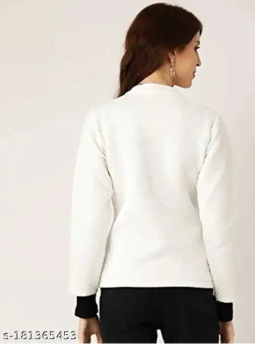 Long-sleeved solid women's winter zip jacket, XS (32in bust, 25in length), made in India