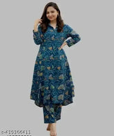 Rayon printed kurta and palazzos, three-quarter sleeves, vibrant Indian fashion
