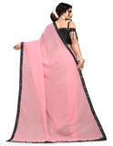 Georgette saree with less border, Indian Banarasi silk, casual evening wear