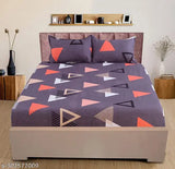 Glace cotton elastic double bedsheet, superfine & breathable with 2 king size pillow covers, ideal for summer use at home