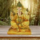 Ceramic Ganesh Idol, 9x14x7 cm, traditional design, spiritual worship accessory from India