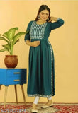 Embroidered rayon kurti, three-quarter sleeves, attractive Indian fashion, SMLXXXL sizes
