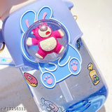 Blue SIP'N'SMILE drinking water bottle for kids, BPA-free plastic, leak-proof, with free DIY stickers for personalization