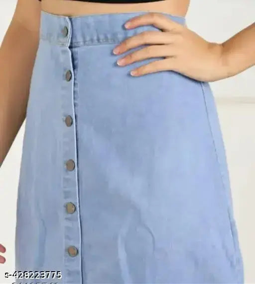 Solid denim women's skirt, fashionable and classy, 28in/30in waist, 36in/40in hip, made in India