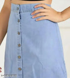 Solid denim women's skirt, fashionable and classy, 28in/30in waist, 36in/40in hip, made in India