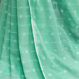 Chiffon lace border saree, embellished with solid net pattern, free size, trending party wear