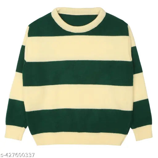 Elefantino Kids acrylic full sleeve round neck colorblocked sweater, size: 2-3 years, made in India