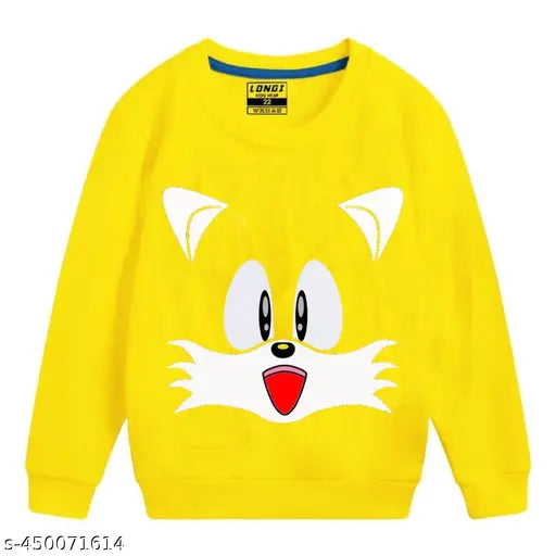Russian Swag kids sweatshirts cotton blend, long sleeves, printed net design. Vibrant yellow color for boys and girls on the go