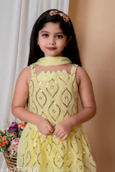 Embroidered Rayon Anarkali Palazzo Set for Kids Girls, 12-18M & 1-2Yrs, India origin